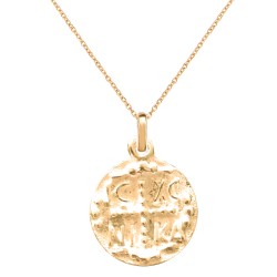 CZ5148N COIN NECKLACE GOLD PL 925