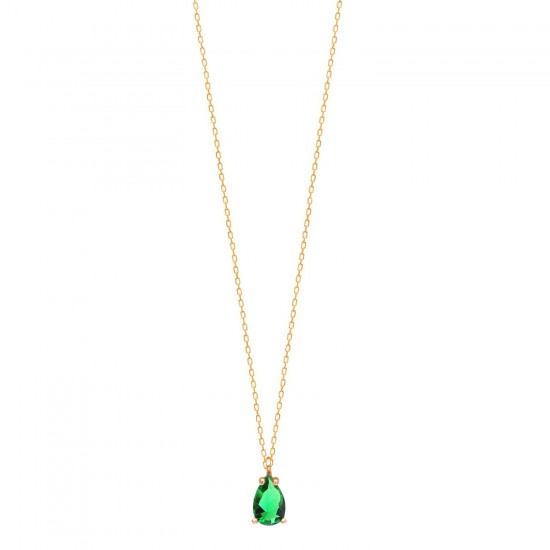 CZ5980N GREEN STONE NECKLACE GOLD PL 925