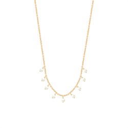 CZ4037N PEARL STONE NECKLACE GOLD PL 925