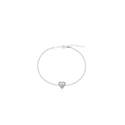 CZ6184BPINK  ΒΡΑΧΙΟΛΙ ΚΑΡΔΙΑ ZIRGON SILVER 925