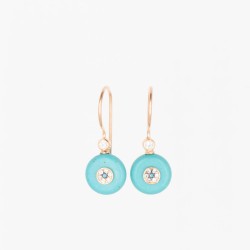 CZEAR14522-5 TURQUOISE ROUND EYE EARRING ROSE PL 925