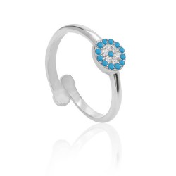 CZR0543 TURQUOISE EVIL EYE RING SILVER 925