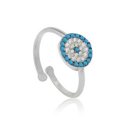 CZR0544 TURQUOISE EVIL EYE RING SILVER 925
