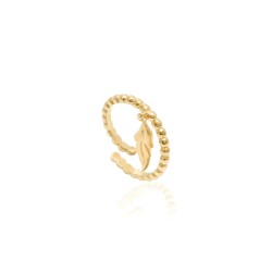 CZR2122 FEATHER GRANULE RING GOLD PL 925