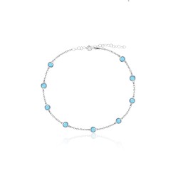AK1505 TURQUOISE ZIRGON ANKLET CHAIN SILVER 925
