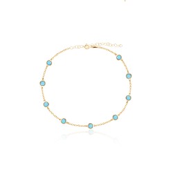 AK1505 TURQUOISE ZIRGON ANKLET CHAIN GOLD PL 925