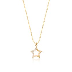 CZ8107N WHITE STAR NECKLACE GOLD PL 925
