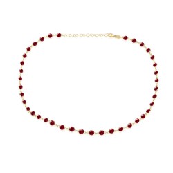 FNCY0272N RUBY ΚΟΛΙΕ ΚΟΝΤΟ 3,5mm GOLD PL 925