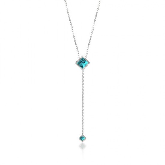 CZ7597NBLUE TOPAZ ΚΟΛΙΕ ΓΡΑΒΑΤΑ ZIRGON SILVER 925