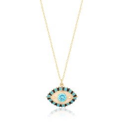 CZ8735NBLUE TOPAZ ΚΟΛΙΕ ΜΑΤΙ ΣΜΑΛΤΟ GOLD PL 925