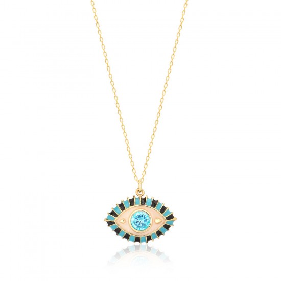 CZ8735NBLUE TOPAZ ΚΟΛΙΕ ΜΑΤΙ ΣΜΑΛΤΟ GOLD PL 925