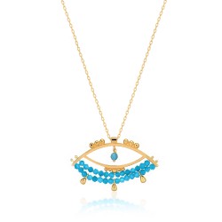 CZ8738N TURQUOISE EYE NECKLACE GOLD PL 925