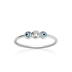 CZR3050 TURQUOISE EVIL EYE RING SILVER 925