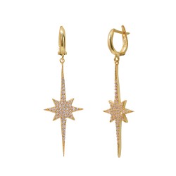 CZEAR1124 WHITE NORTH STAR EARRING GOLD PL 925