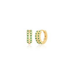 AVE0213 GREEN HOOPS EARRING GOLD PL 925