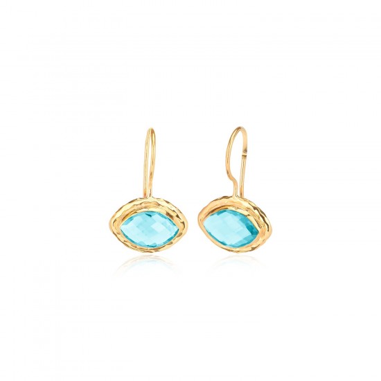 CZEAR6037 ΣΚΟΥΛΑΡΙΚΙ BLUE TOPAZ GOLD PL 925