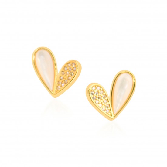 CZEAR6386 ΣΚΟΥΛΑΡΙΚΙ ΚΑΡΔΙΑ ΦΙΛΝΤΙΣΙ GOLD PL 925