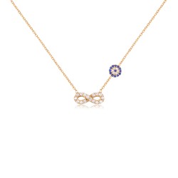 CZ0690N INFINITY AND EVIL EYE NECKLACE GOLD PL 925