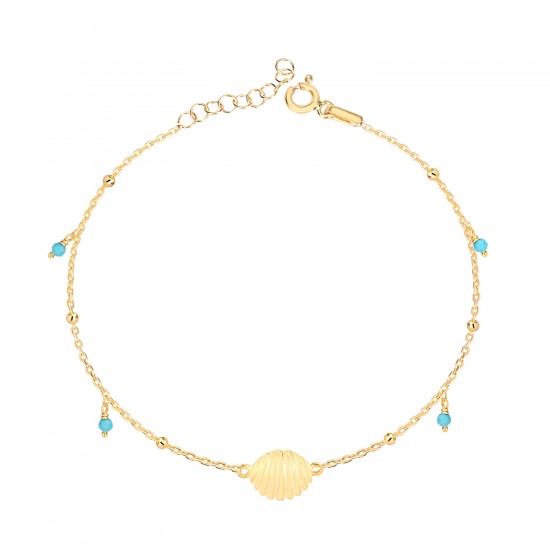 AK1935 ΑΛΥΣΙΔΑ ΠΟΔΙΟΥ ΚΟΧΥΛΙ ΠΕΤΡΑ GOLD PL 925