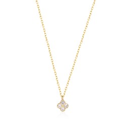 CZ10133NWH ΚΟΛΙΕ ΤΕΤΡΑΦΥΛΛΟ ZIRGON GOLD PL 925