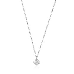 CZ10133NWH ΚΟΛΙΕ ΤΕΤΡΑΦΥΛΛΟ ZIRGON SILVER 925