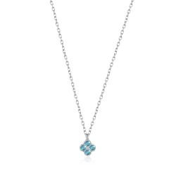 CZ10133NBLUE TOPAZ ΚΟΛΙΕ ΤΕΤΡΑΦΥΛΛΟ ZIRGON SILVER 925
