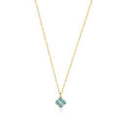 CZ10133NBLUE TOPAZ ΚΟΛΙΕ ΤΕΤΡΑΦΥΛΛΟ ZIRGON GOLD PL 925