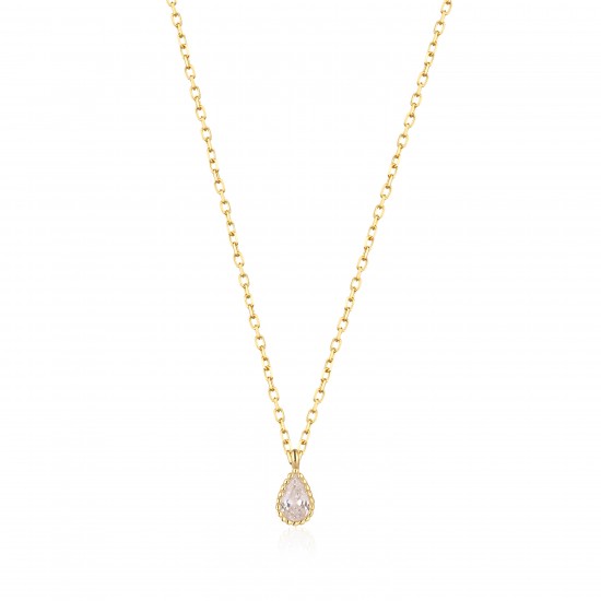 CZ10131ΝWH ΚΟΛΙΕ ΔΑΚΡΥ ZIRGON GOLD PL 925