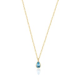 CZ10131ΝBLUE TOPAZ ΚΟΛΙΕ ΔΑΚΡΥ ZIRGON GOLD PL 925