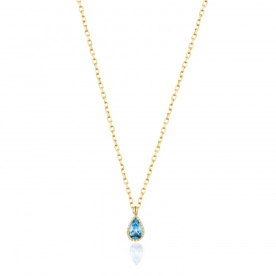 CZ10131ΝBLUE TOPAZ ΚΟΛΙΕ ΔΑΚΡΥ ZIRGON GOLD PL 925