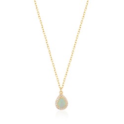 CZ10132ΝPERUVIAN OPAL ΚΟΛΙΕ ΔΑΚΡΥ ZIRGON GOLD PL 925