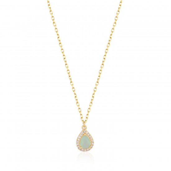 CZ10132ΝPERUVIAN OPAL ΚΟΛΙΕ ΔΑΚΡΥ ZIRGON GOLD PL 925