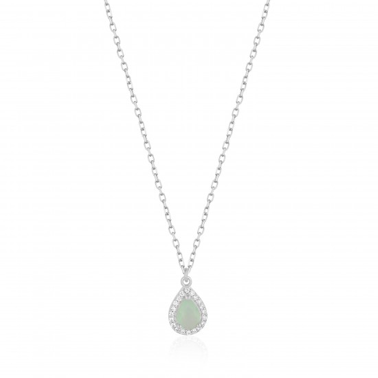 CZ10132ΝPERUVIAN OPAL ΚΟΛΙΕ ΔΑΚΡΥ ZIRGON SILVER 925