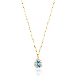 CZ10132ΝBLUE TOPAZ ΚΟΛΙΕ ΔΑΚΡΥ ZIRGON GOLD PL 925