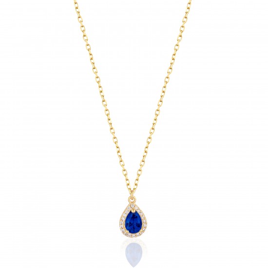 CZ10132ΝBLUE ΚΟΛΙΕ ΔΑΚΡΥ ZIRGON GOLD PL 925