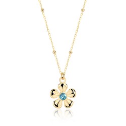 CZ9415ΝBLUE TOPAZ ΚΟΛΙΕ ΛΟΥΛΟΥΔΙ ZIRGON GOLD PL 925