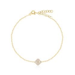 CZ10133BWH ΒΡΑΧΙΟΛΙ ΤΕΤΡΑΦΥΛΛΟ ZIRGON GOLD PL 925