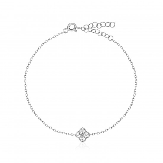 CZ10133BWH ΒΡΑΧΙΟΛΙ ΤΕΤΡΑΦΥΛΛΟ ZIRGON SILVER 925