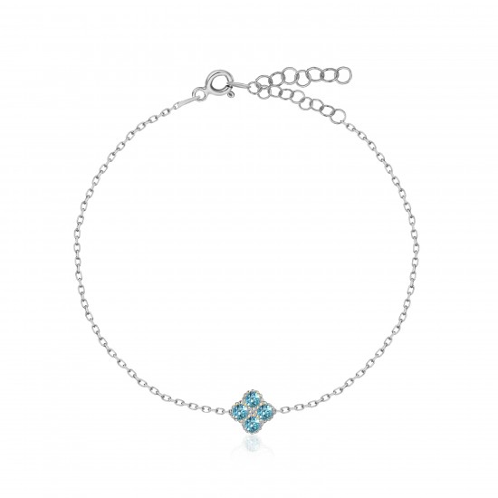 CZ10133BBLUE TOPAZ ΒΡΑΧΙΟΛΙ ΤΕΤΡΑΦΥΛΛΟ ZIRGON SILVER 925