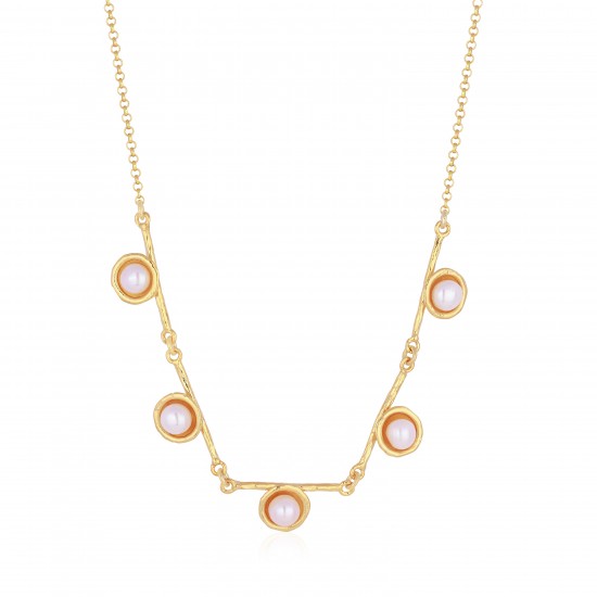 CZ9930Ν ΚΟΛΙΕ PEARL 41cm GOLD PL 925