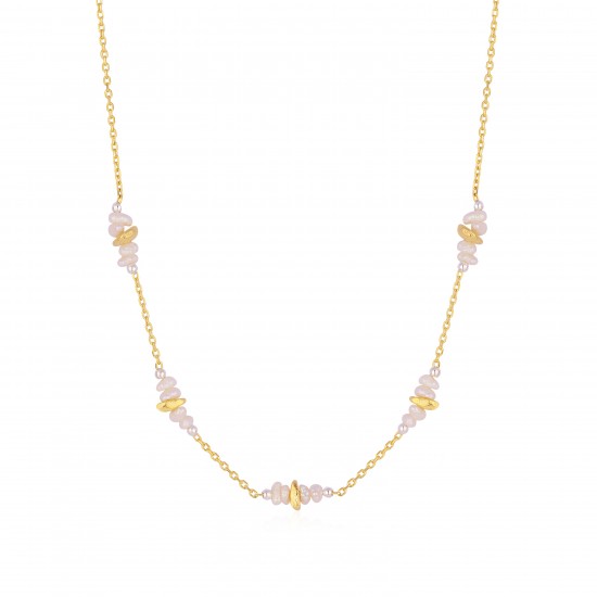 CZ10222Ν ΚΟΛΙΕ PEARL 41cm GOLD PL 925