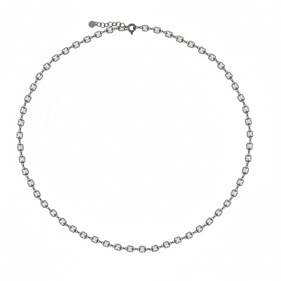FNCY0295NWH ΚΟΛΙΕ ZIRGON 50cm BLACK PL 925