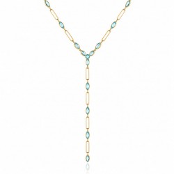 CZ20155NBLUE TOPAZ ΚΟΛΙΕ ΓΡΑΒΑΤΑ ΖΙΡΓΚΟΝ GOLD PL 925