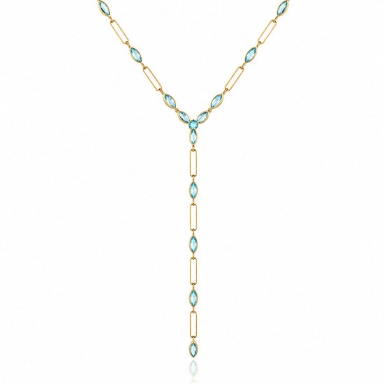 CZ20155NBLUE TOPAZ ΚΟΛΙΕ ΓΡΑΒΑΤΑ ΖΙΡΓΚΟΝ GOLD PL 925