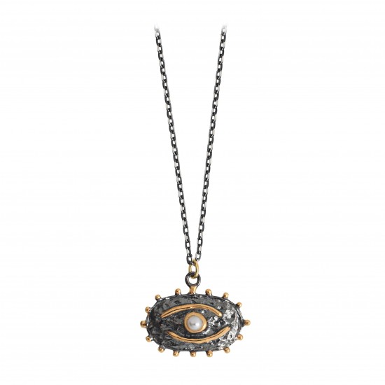 CZ9978N-1 ΚΟΛΙΕ ΜΑΤΙ PEARL BLACK PL 925
