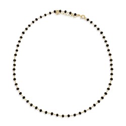 ROS0175N BLACK ONYX ROSARY 40cm NECKLACE GOLD PL 925