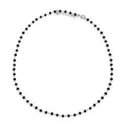 ROS0175N BLACK ONYX ROSARY 40cm NECKLACE SILVER 925